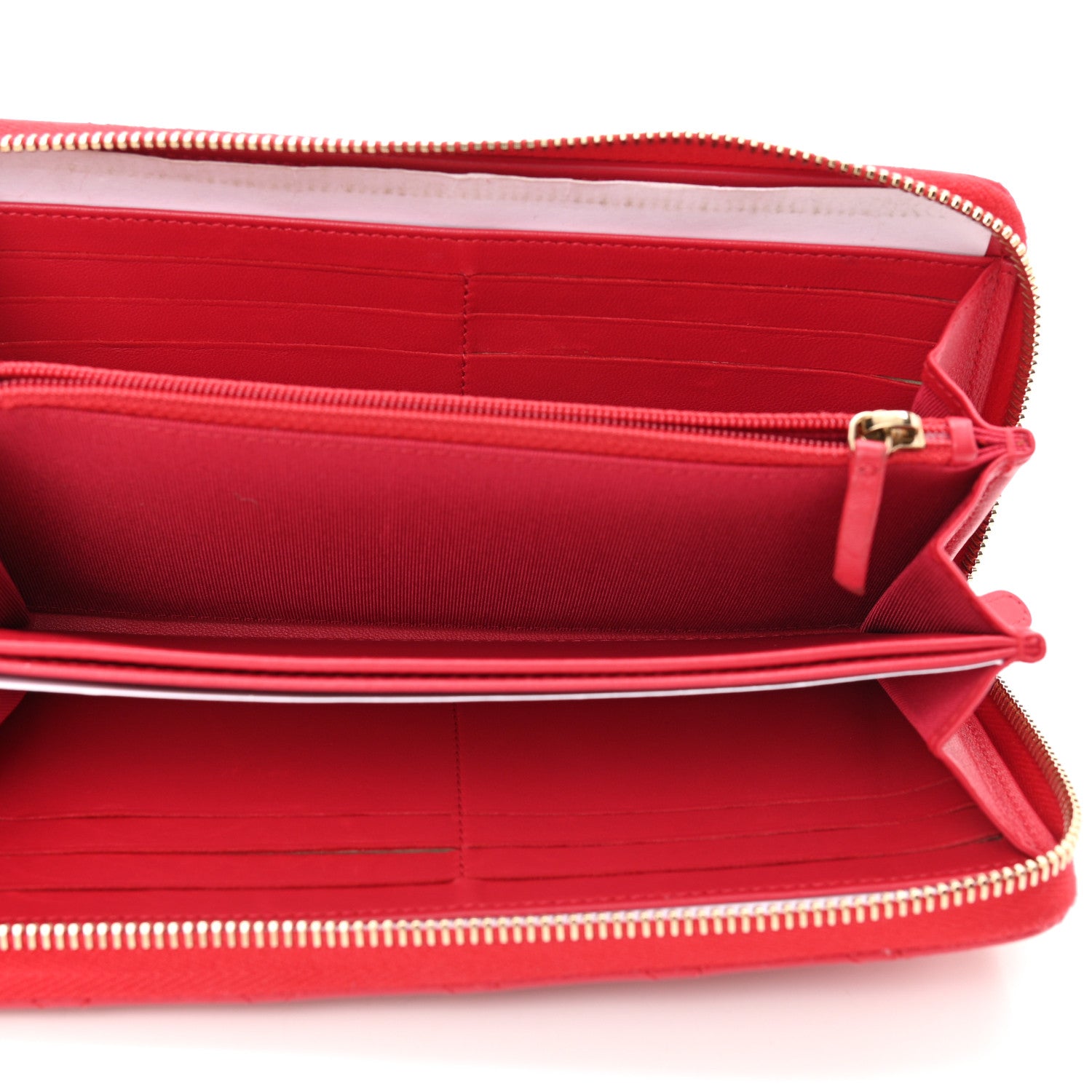 Chanel Lambskin Quilted Large Gusset Zip Around Wallet Red 5 of 8