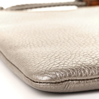 Gucci Metallic Pebbled Calfskin Large Bamboo Clutch Gold 12 of 13