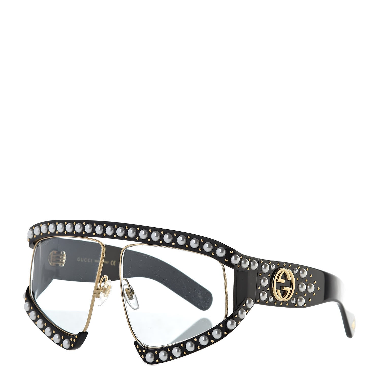 Gucci Acetate Pearl Rectangular Frame Sunglasses GG0234S Black 1 of 7