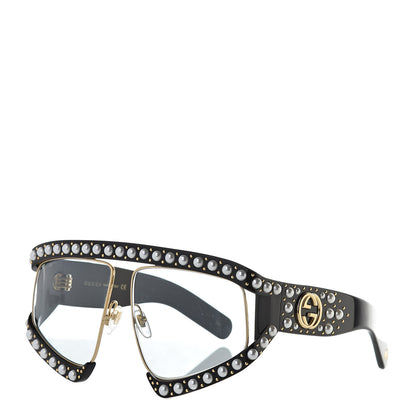 Gucci Acetate Pearl Rectangular Frame Sunglasses GG0234S Black 1 of 7
