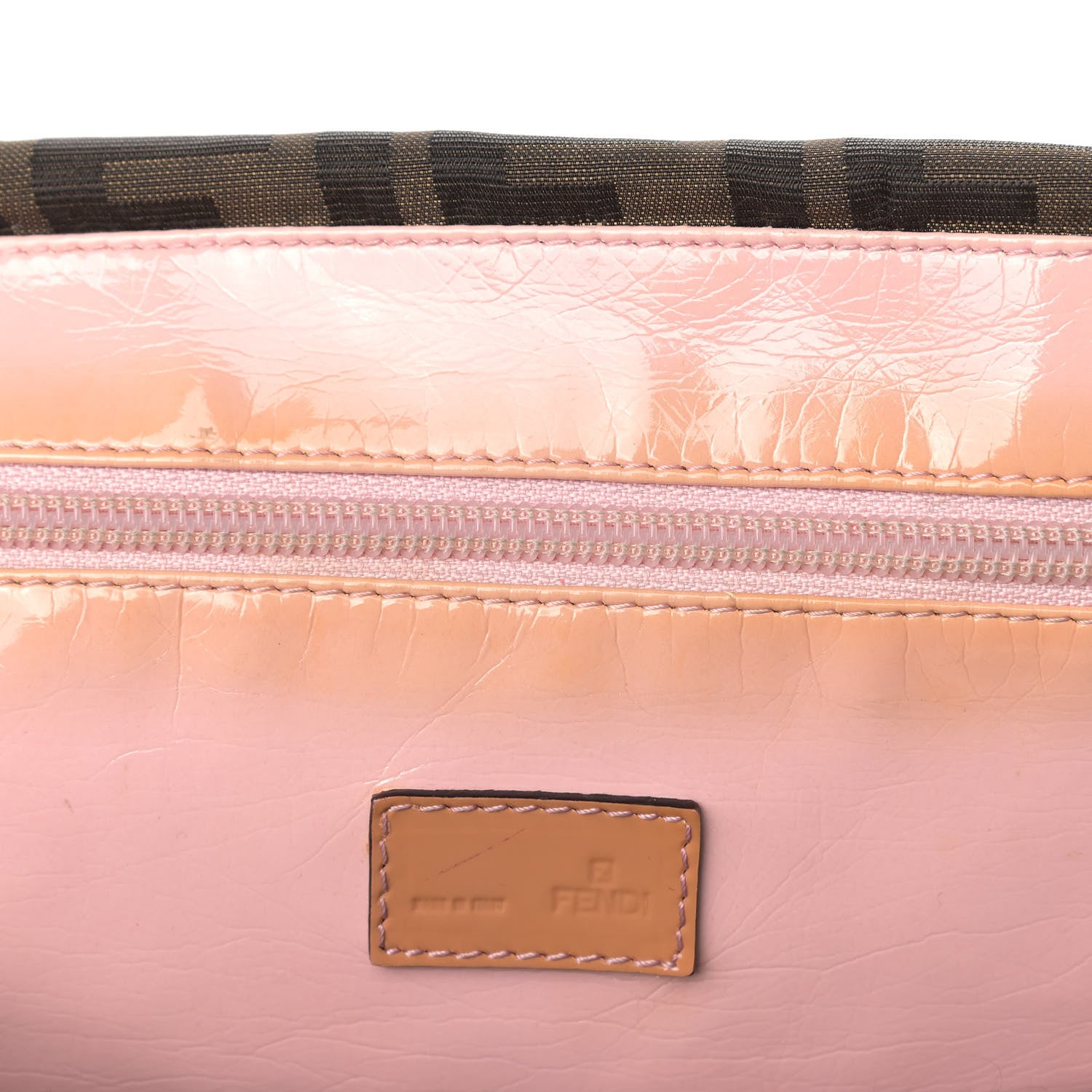 Fendi Nylon Patent Zucca Large Chef Shopper Tote Tobacco Pink 11 of 15