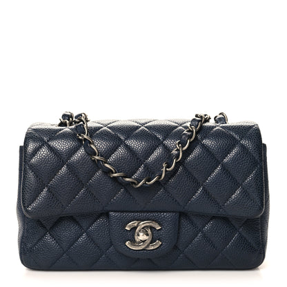 Chanel Caviar Quilted Mini Rectangular Flap Navy 1 of 10