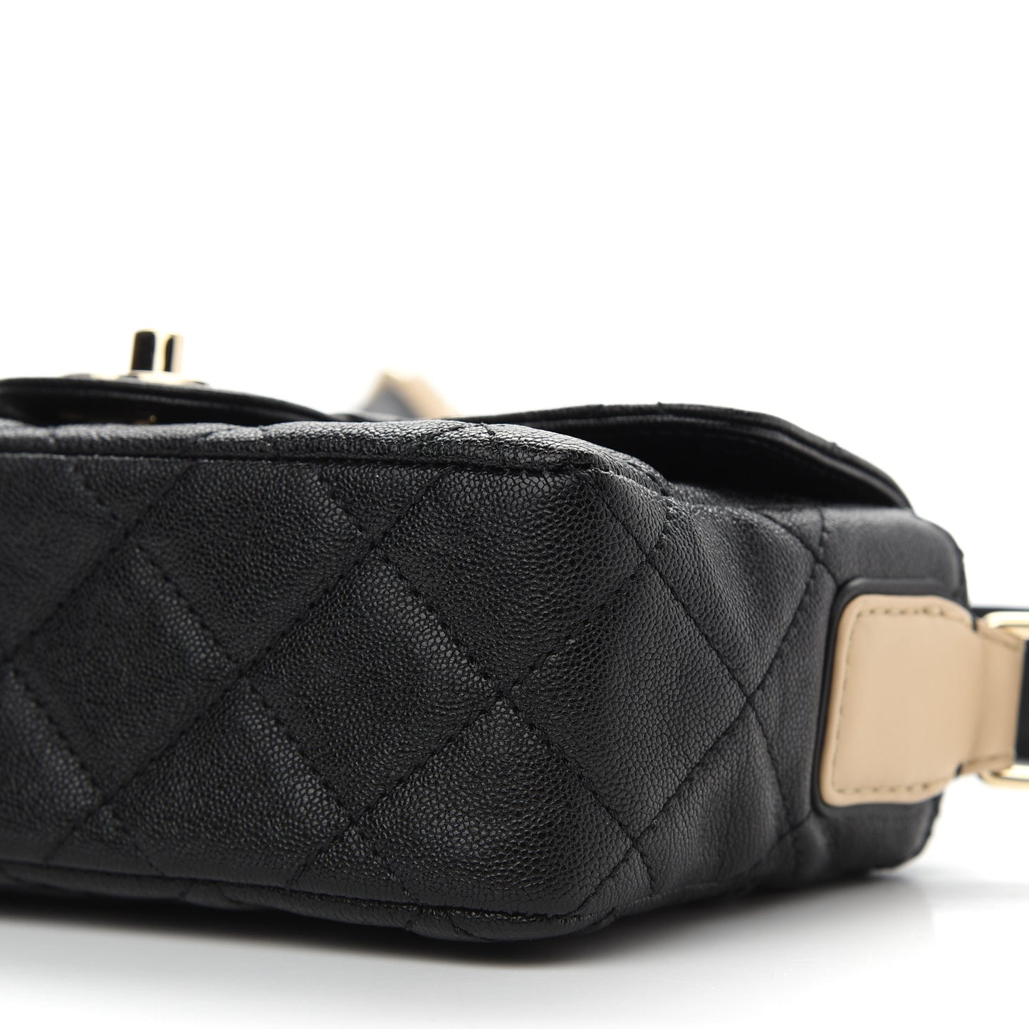 Iridescent Caviar Quilted Mini Crossbody Flap Black