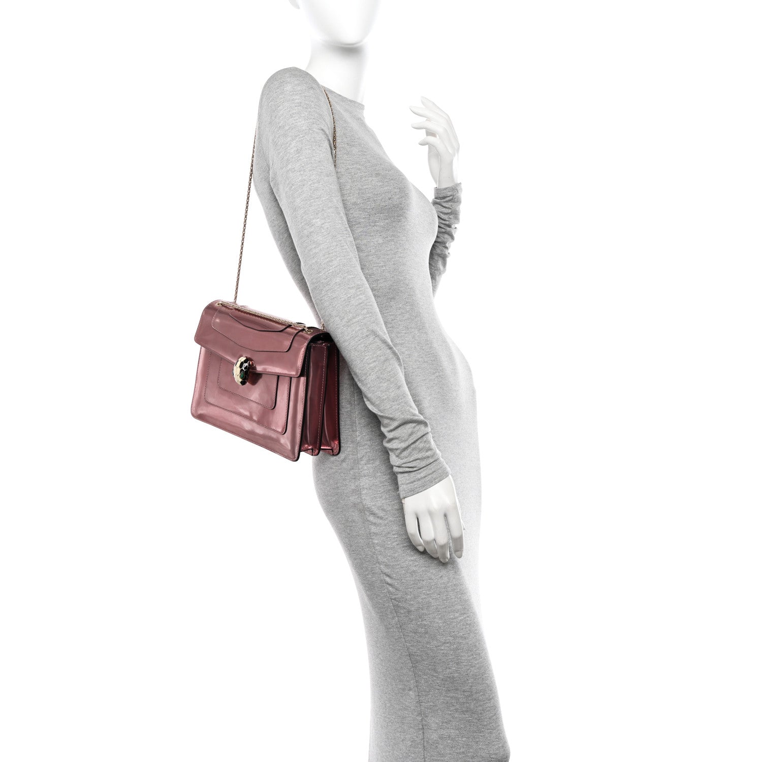 Bulgari Metallic Calfskin Serpenti Forever Crossbody Bag Rose Quartz 2 of 14