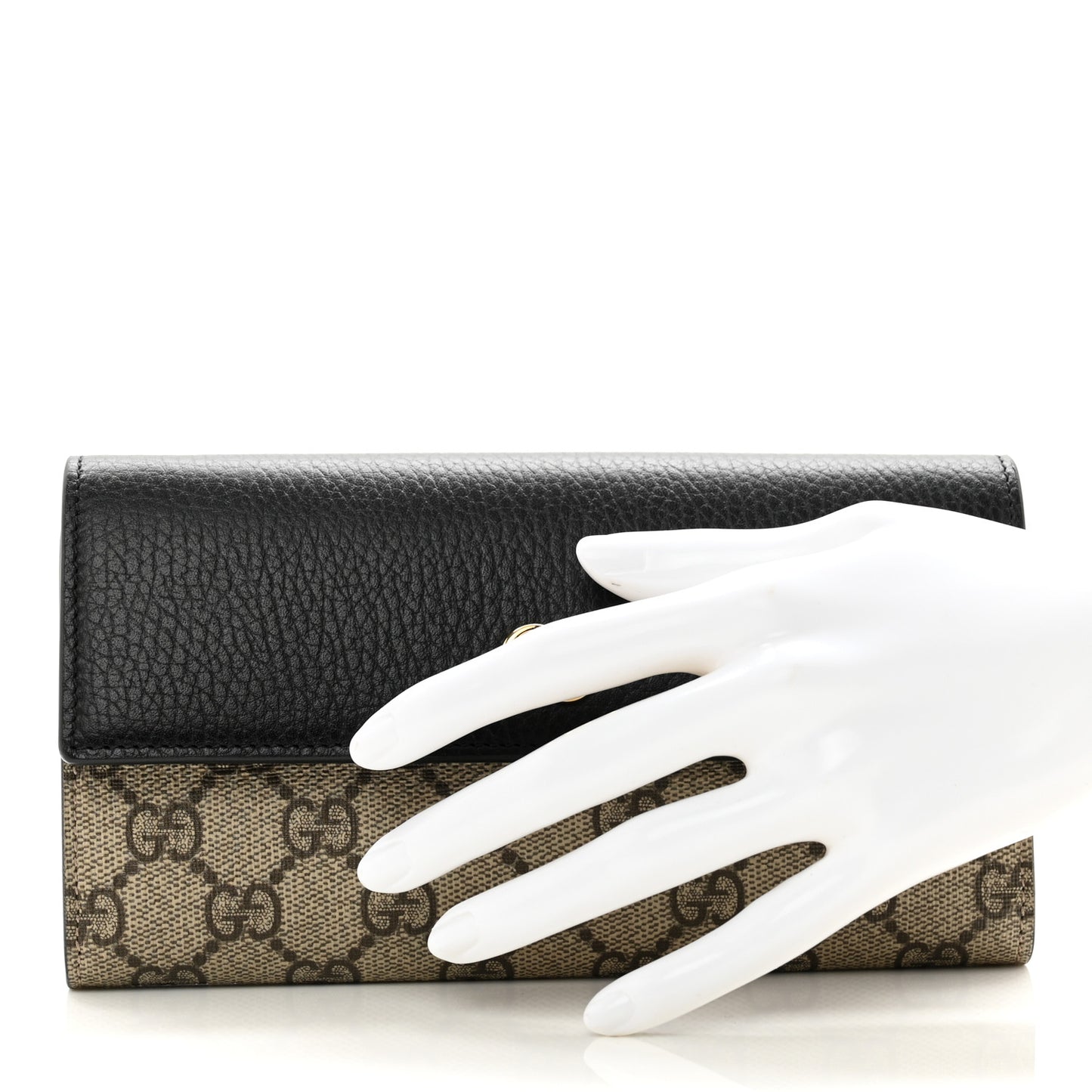 Dollar Calfskin GG Supreme Monogram GG Marmont Continental Wallet Black Beige Ebony