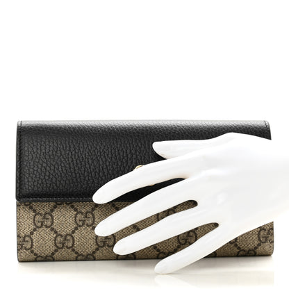 Gucci Dollar Calfskin GG Supreme Monogram GG Marmont Continental Wallet Black Beige Ebony 2 of 8
