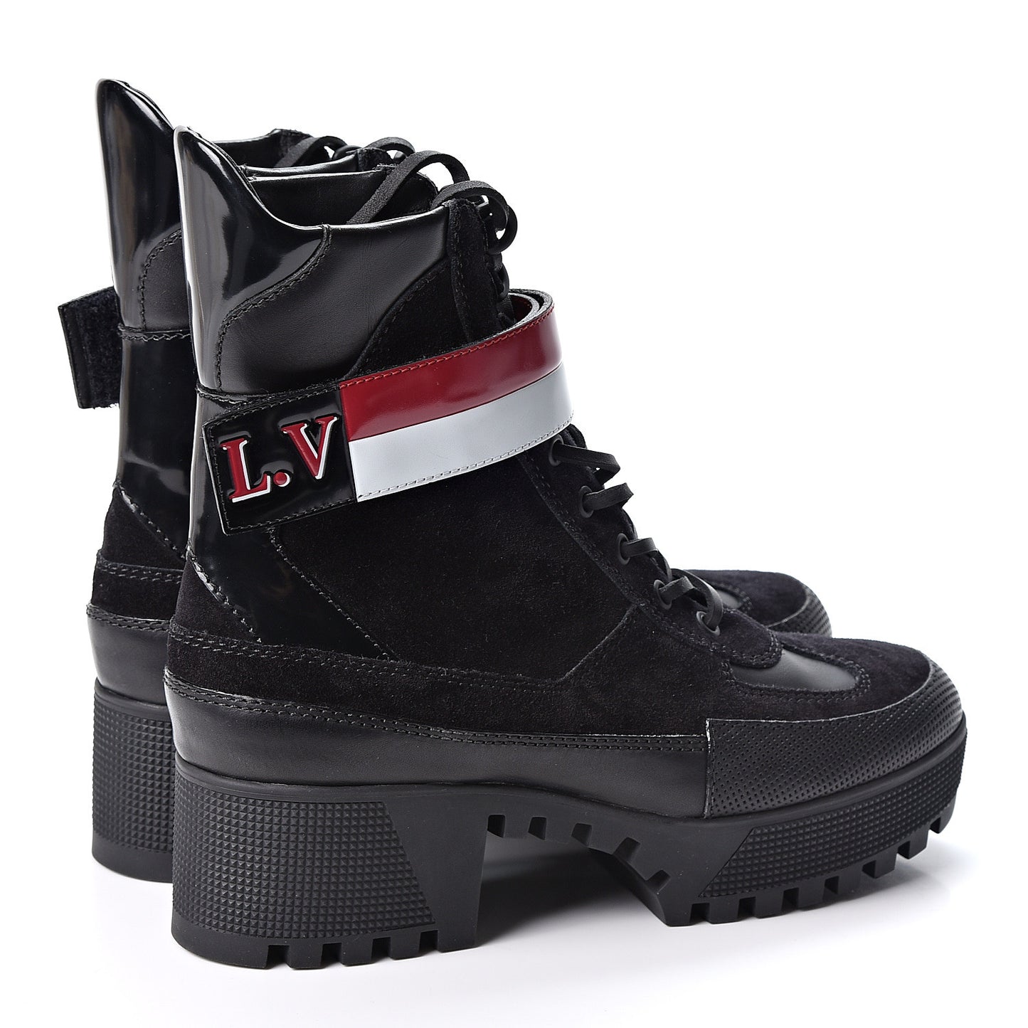 Suede Calfskin Laureate Platform Desert Boots 38 Black