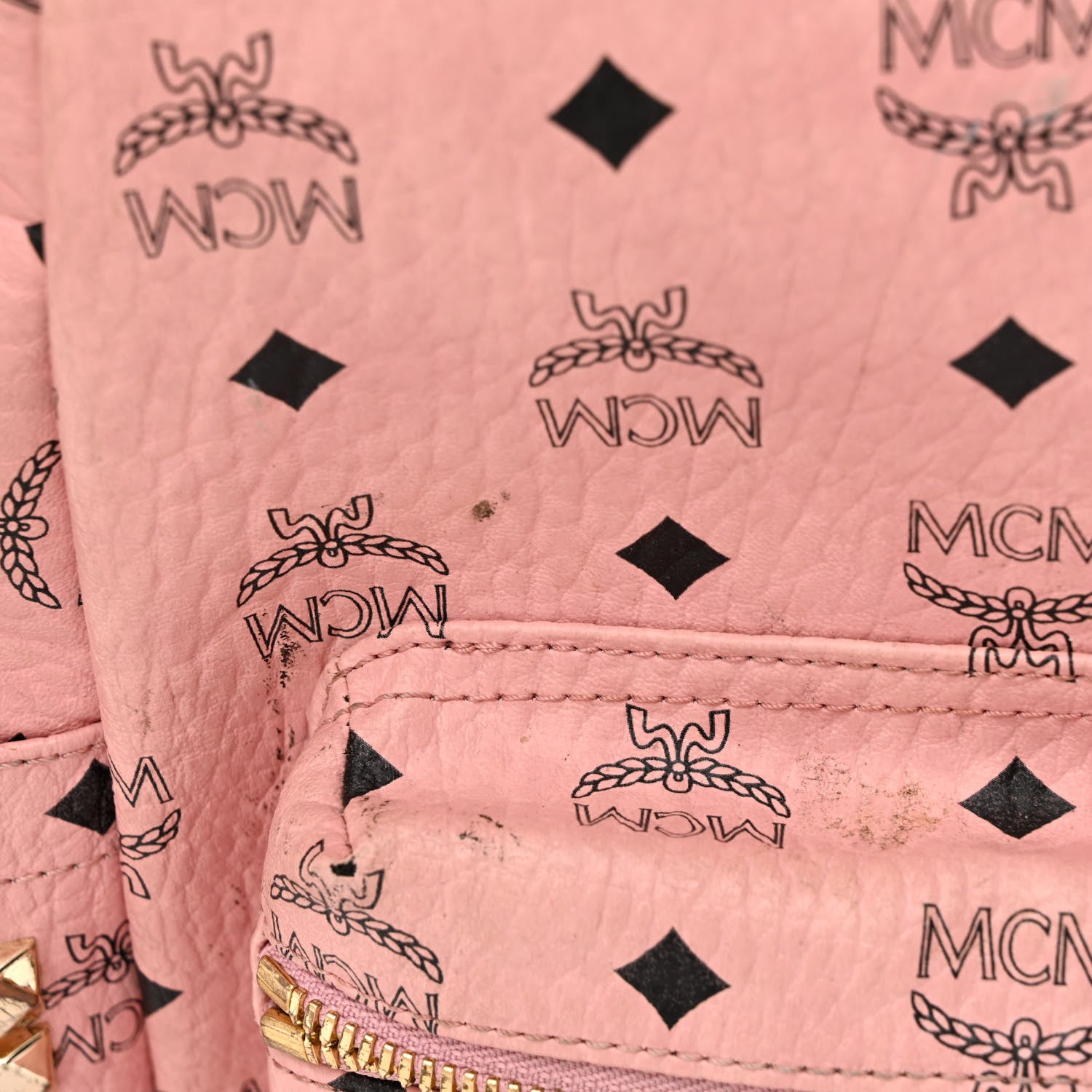 MCM Visetos Medium Side Studs Stark Backpack Soft Pink 12 of 20
