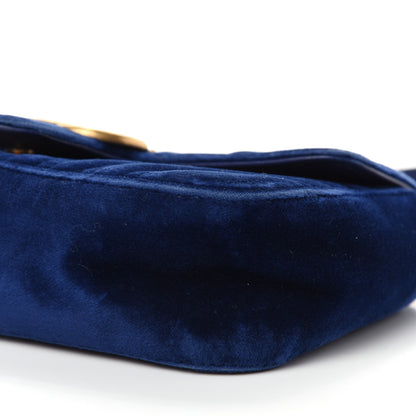 Gucci Velvet Matelasse Mini GG Marmont Shoulder Bag Cobalt Blue 10 of 10