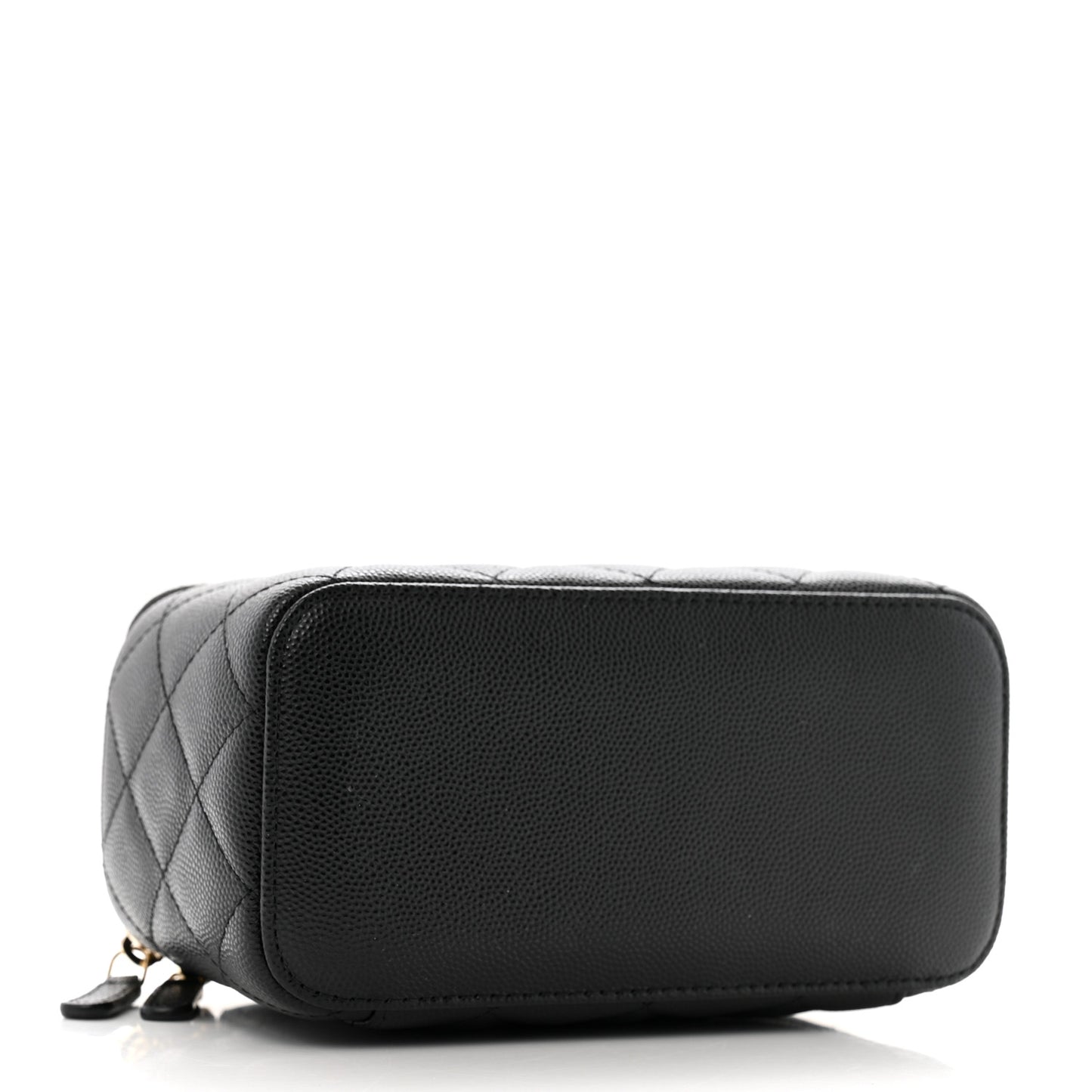 Caviar Quilted Small Vanity Case With Chain Black