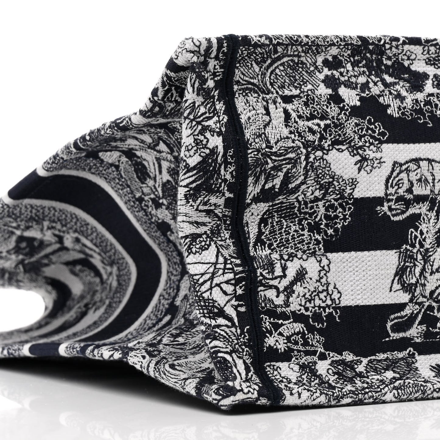 Canvas Embroidered Large Dioriviera Reverse Striped Toile De Jouy Book Tote Blue White