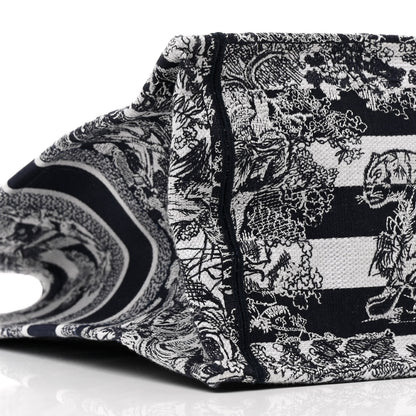 Christian Dior Canvas Embroidered Large Dioriviera Reverse Striped Toile De Jouy Book Tote Blue White 9 of 12