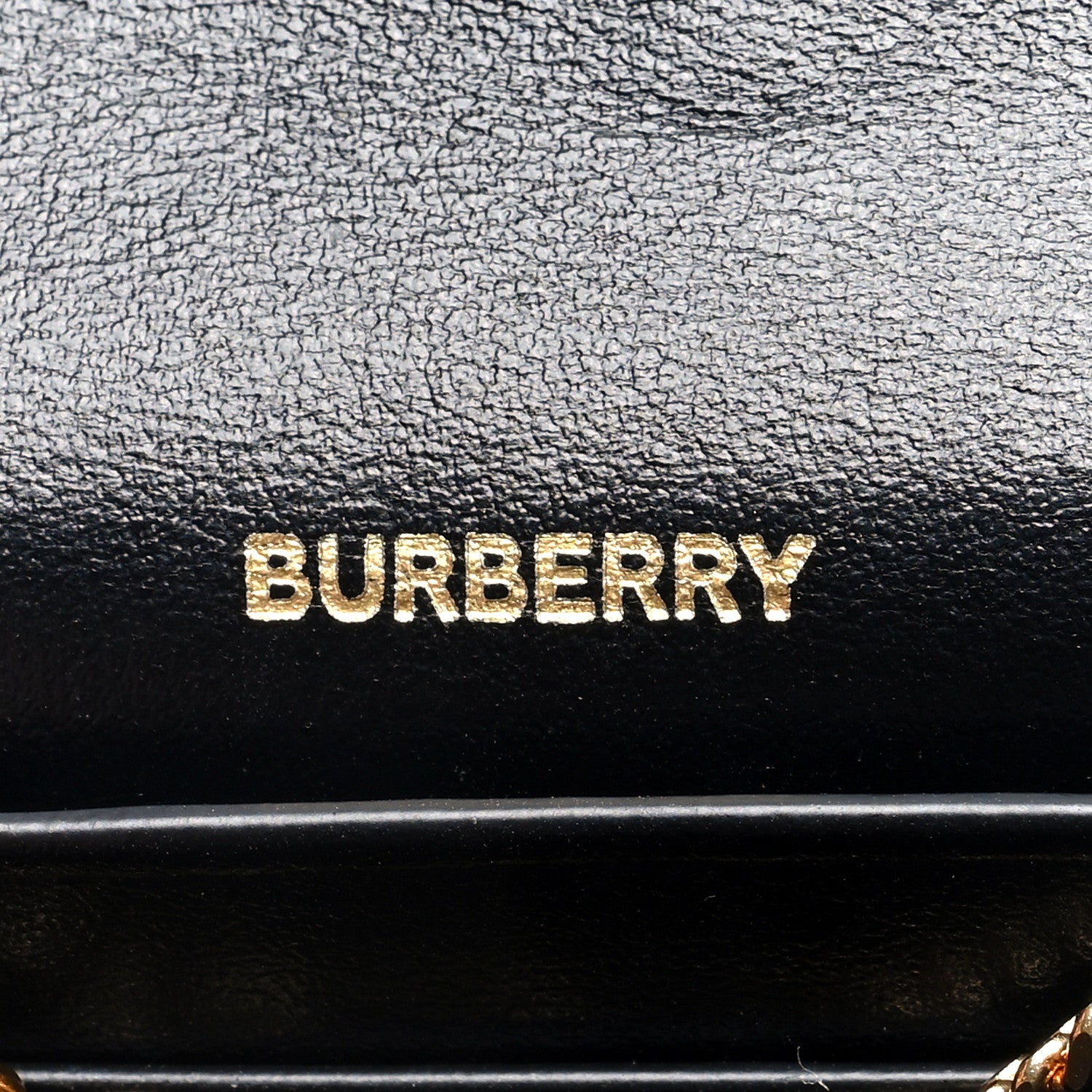 Burberry Grainy Calfskin Vintage Check Jade Card Case On Chain Black 7 of 10