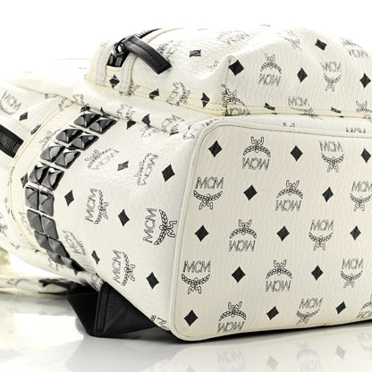 MCM Visetos Medium Side Studs Stark Backpack White 10 of 13