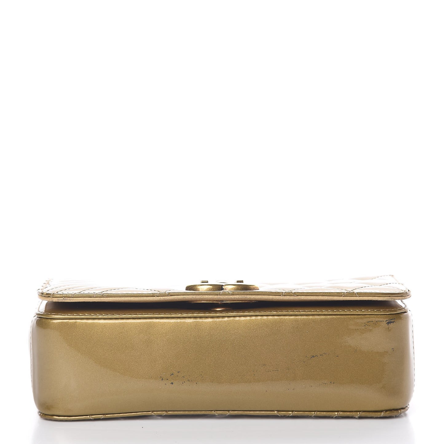 Iridescent Patent Quilted Small Coco Boy Flap Gold