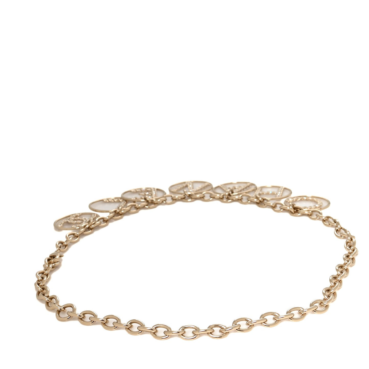 Metal Strass Crystal Chain Logo Belt Gold