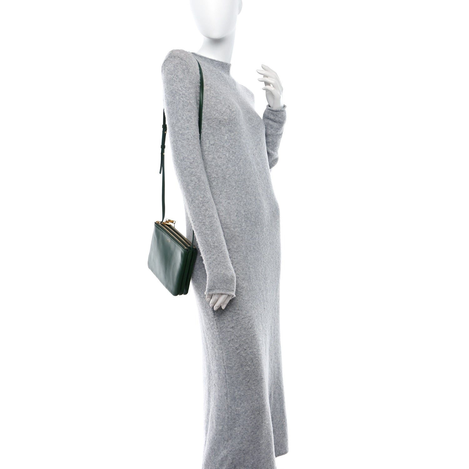 Celine Lambskin Large Trio Crossbody Bag Malachite 2 of 12