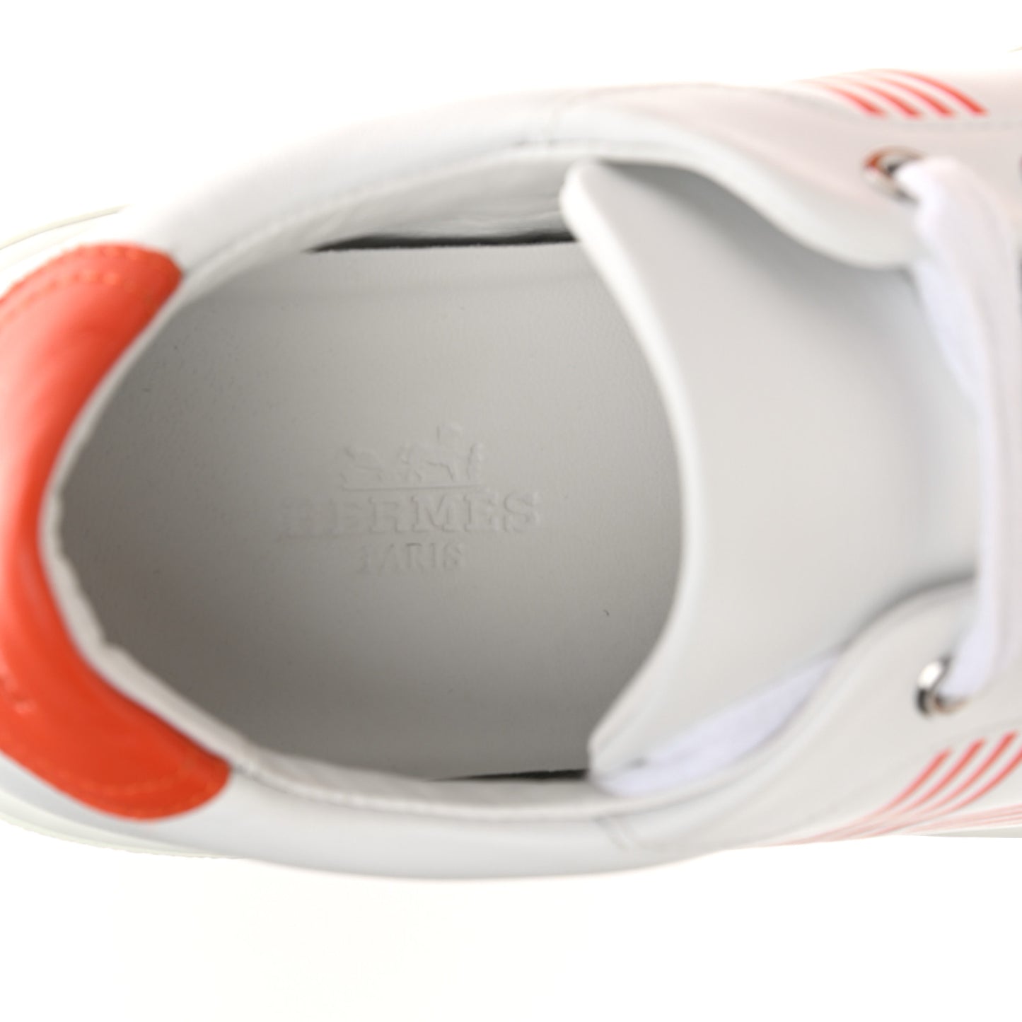 Calfskin Womens Advantage Sneakers 36.5 White Orange
