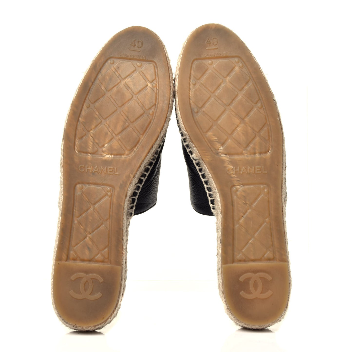 Calfskin CC Espadrille Mules 40 Black