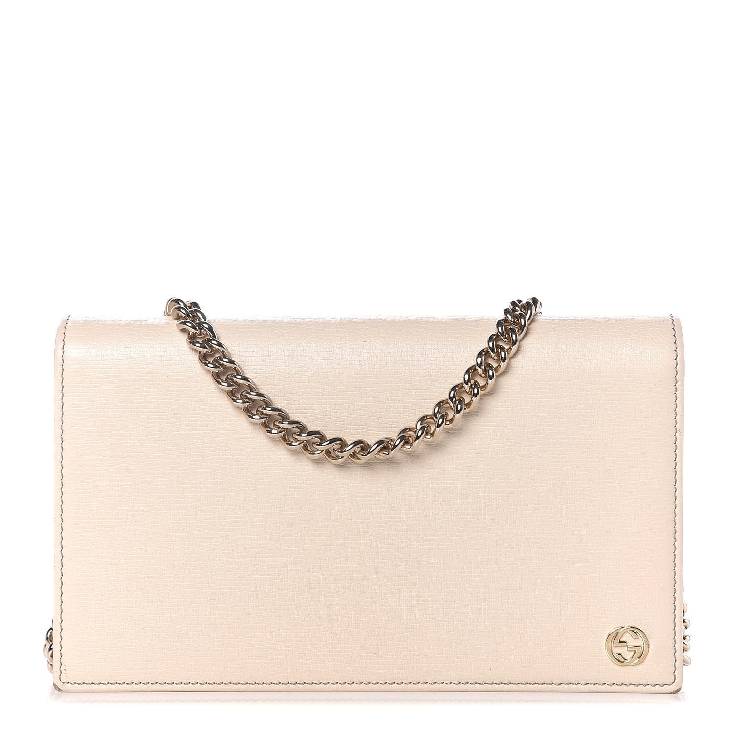 Textured Calfskin Medium Betty Chain Wallet White