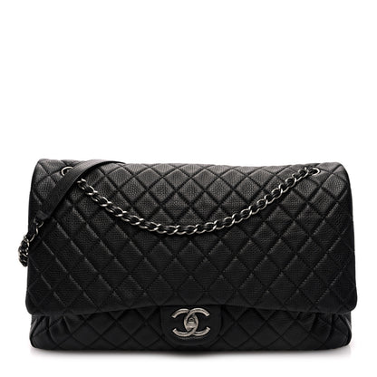 Chanel Grained Calfskin Quilted XXL Travel Flap Bag Black 1 of 9