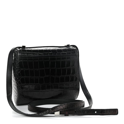 Givenchy Calfskin Crocodile Embossed Mini Pandora Box Crossbody Bag Black 3 of 14