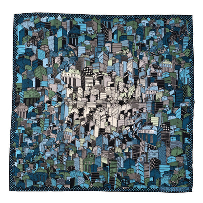 Louis Vuitton Silk Carre Downtown Square Scarf Blue 1 of 4
