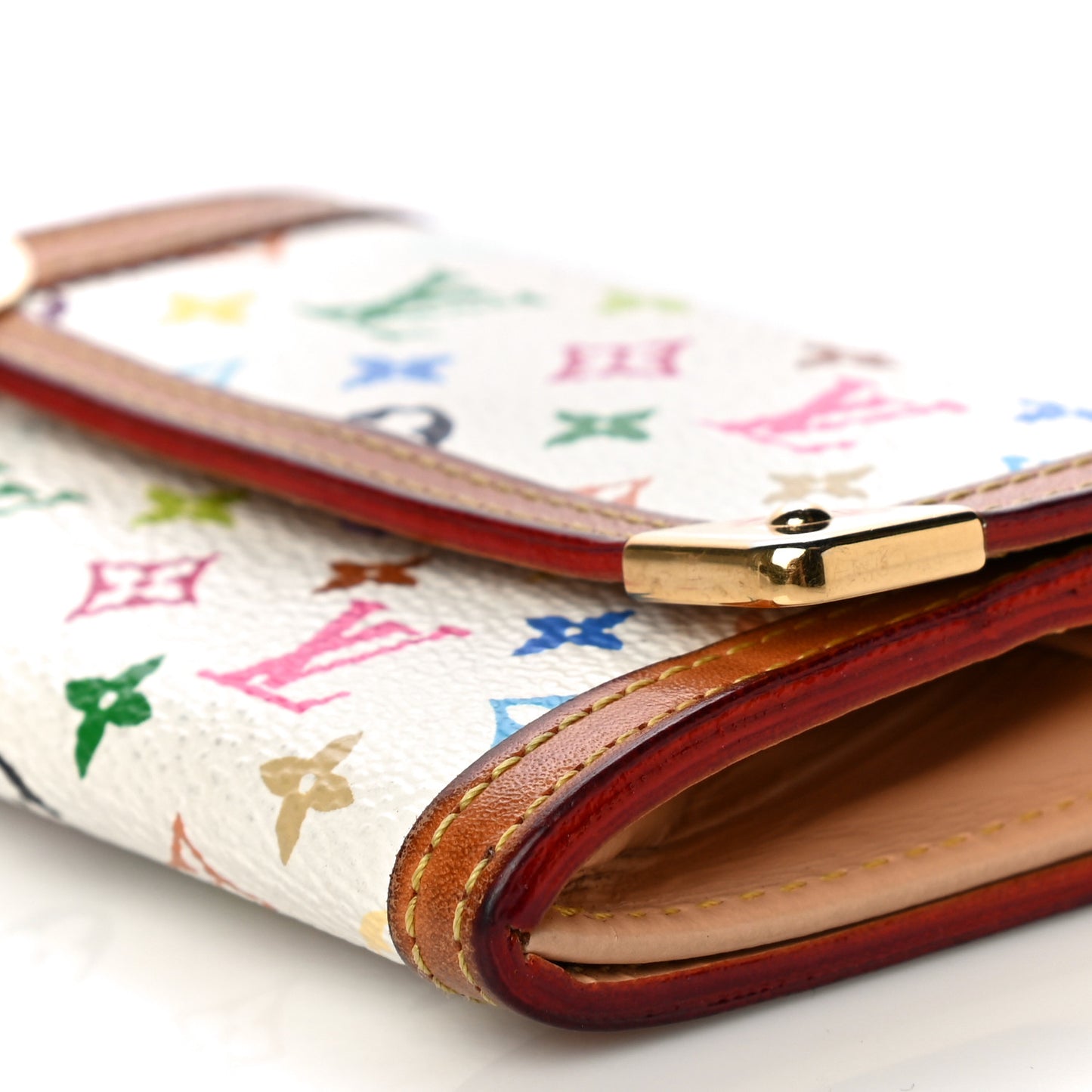 Monogram Multicolor Porte-Monnaie Plat Coin Purse White