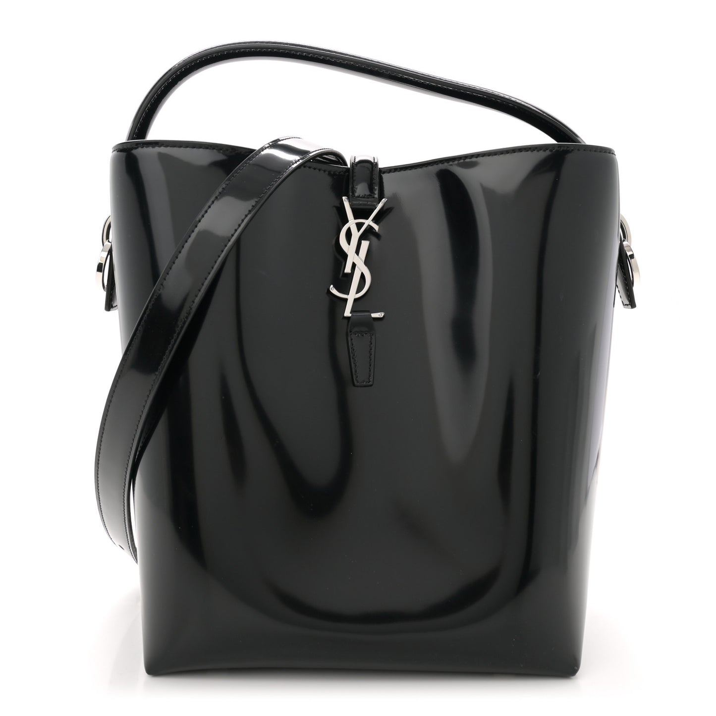 Patent Calfskin Le 37 Bucket Bag Black