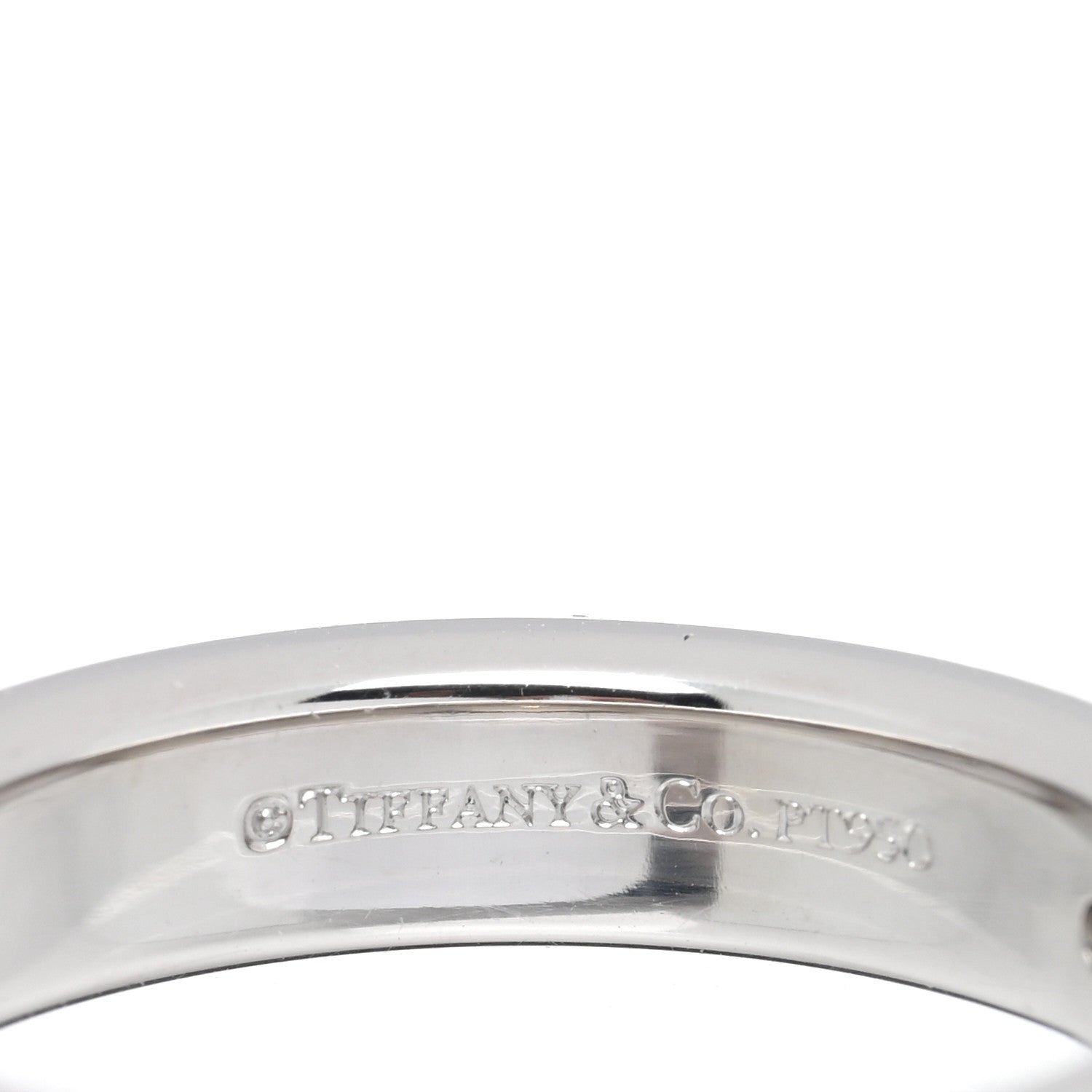 Tiffany Platinum Diamond 4mm Logo Band Ring 49 5 4 of 5
