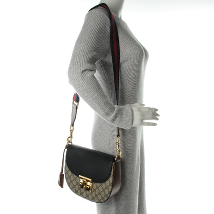 Gucci GG Supreme Monogram Web Medium Padlock Messenger Shoulder Bag Black 2 of 7