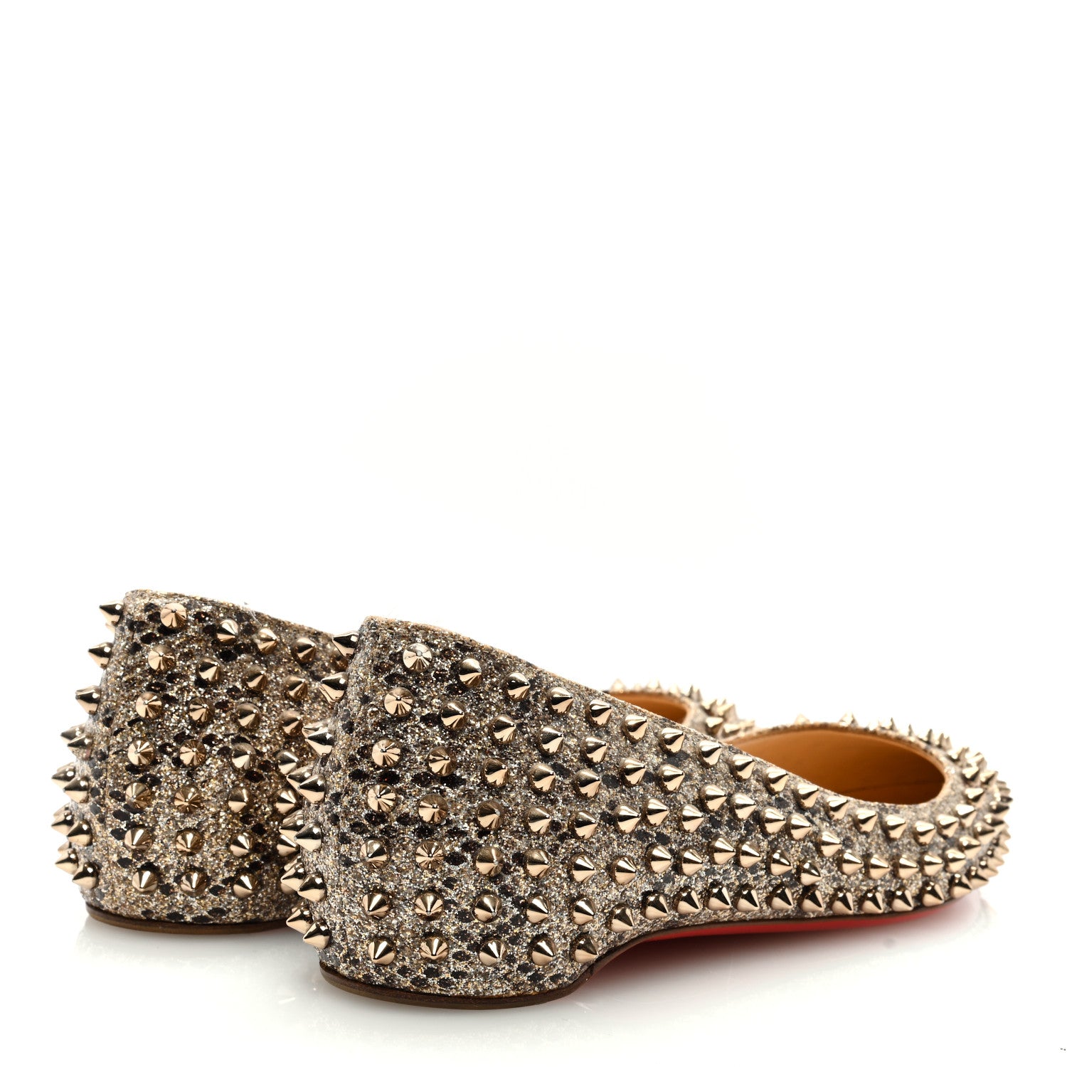 Christian Louboutin Glitter Diams Follies Spikes Flats 39.5 Colombe 4 of 7