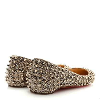 Christian Louboutin Glitter Diams Follies Spikes Flats 39.5 Colombe 4 of 7