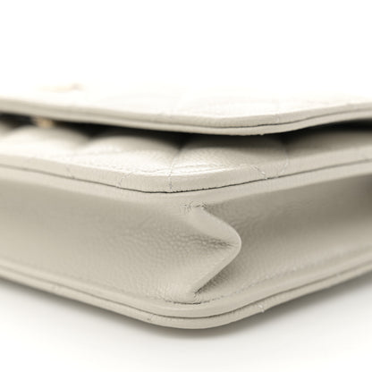 Chanel Caviar Quilted Wallet On Chain WOC Light Grey 10 of 11