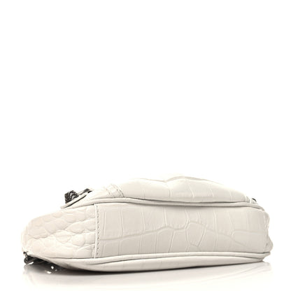 Balenciaga Extra Supple Calfskin Crocodile Embossed Le Cagole Mini Purse With Chain White 4 of 10
