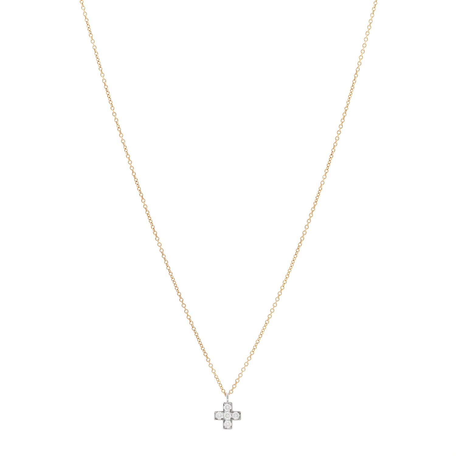 Tiffany 18K Yellow Gold Platinum Diamond Cruciform Cross Pendant Necklace 1 of 4