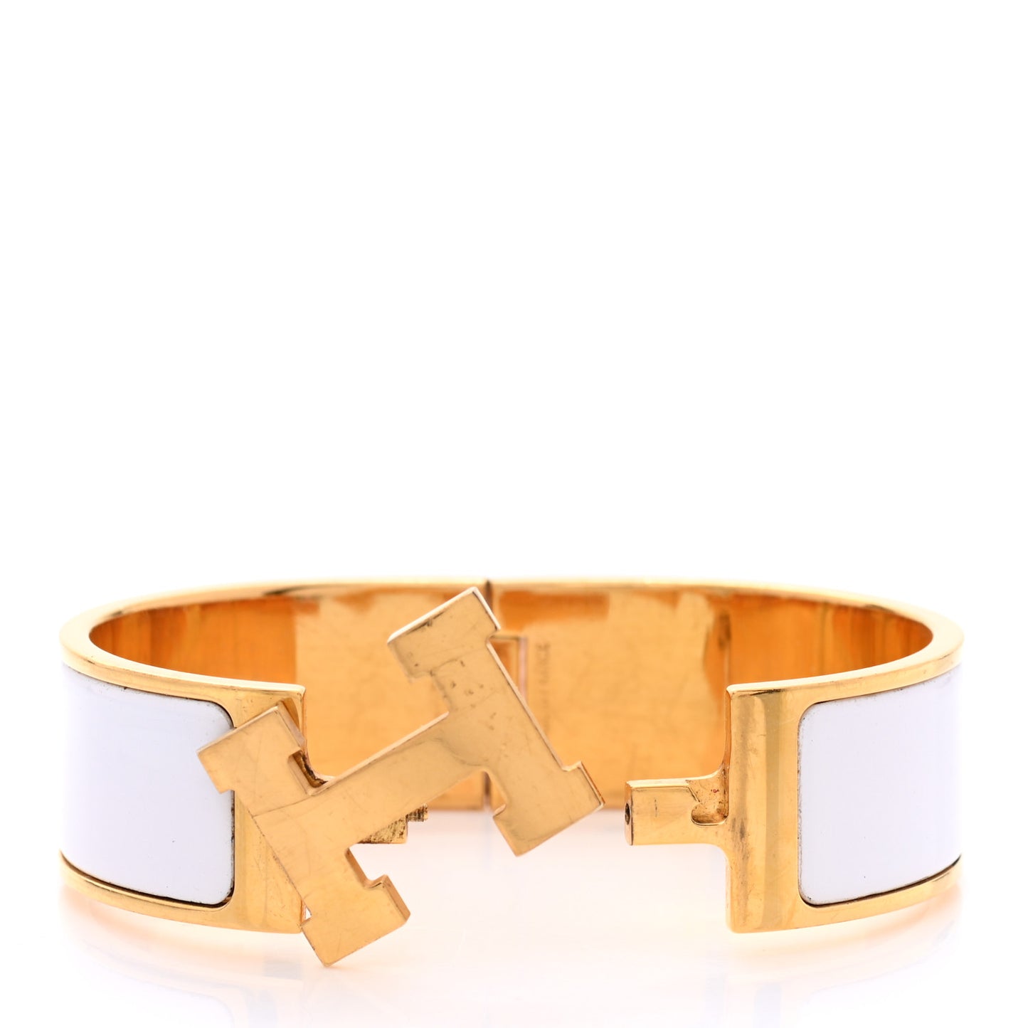 Enamel Wide Clic Clac H Bracelet PM White
