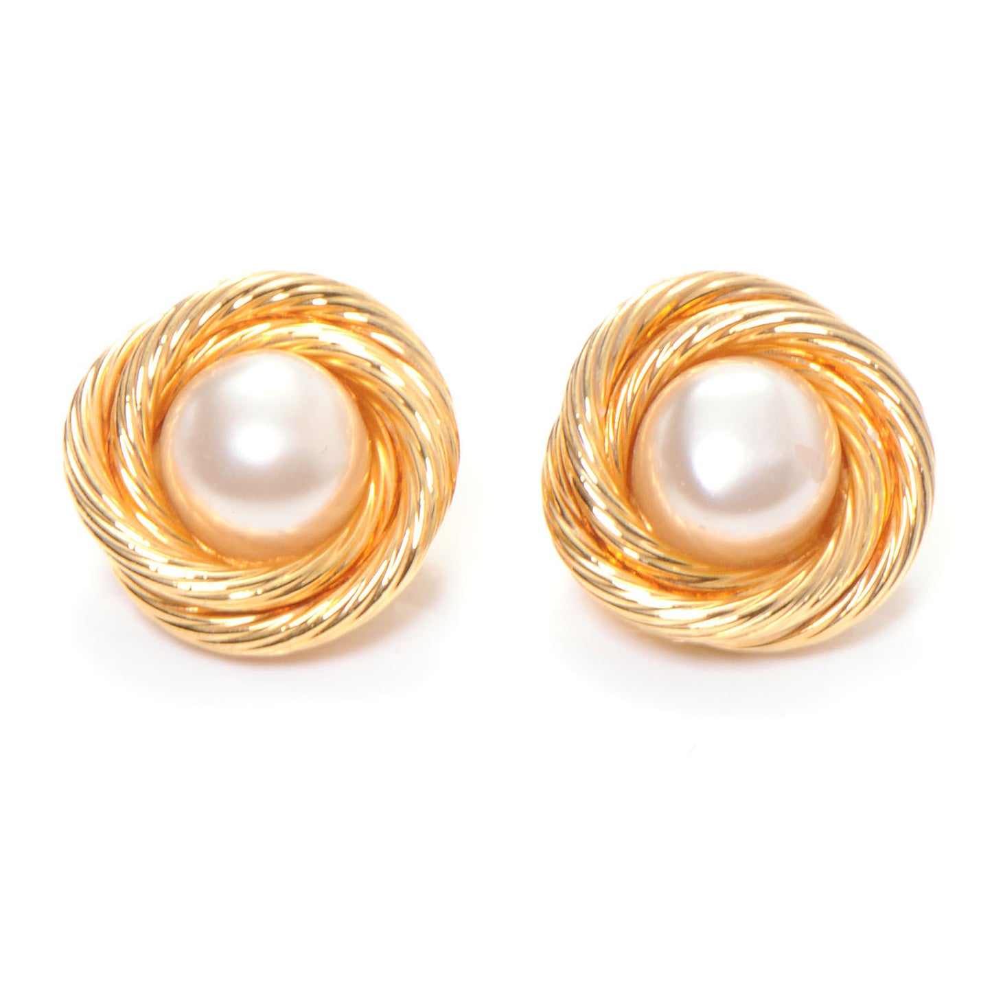 Pearl Crystal Clip On Earrings Gold