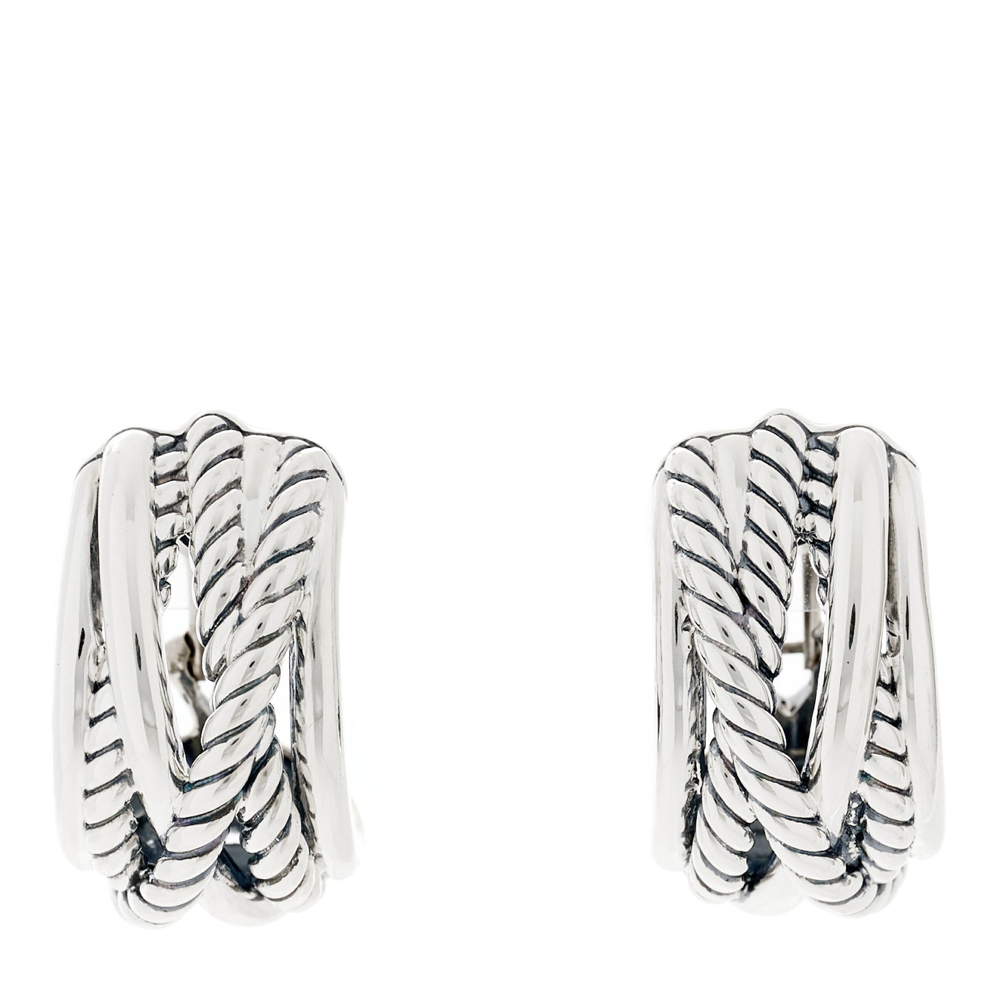 Sterling Silver Crossover Shrimp Earrings