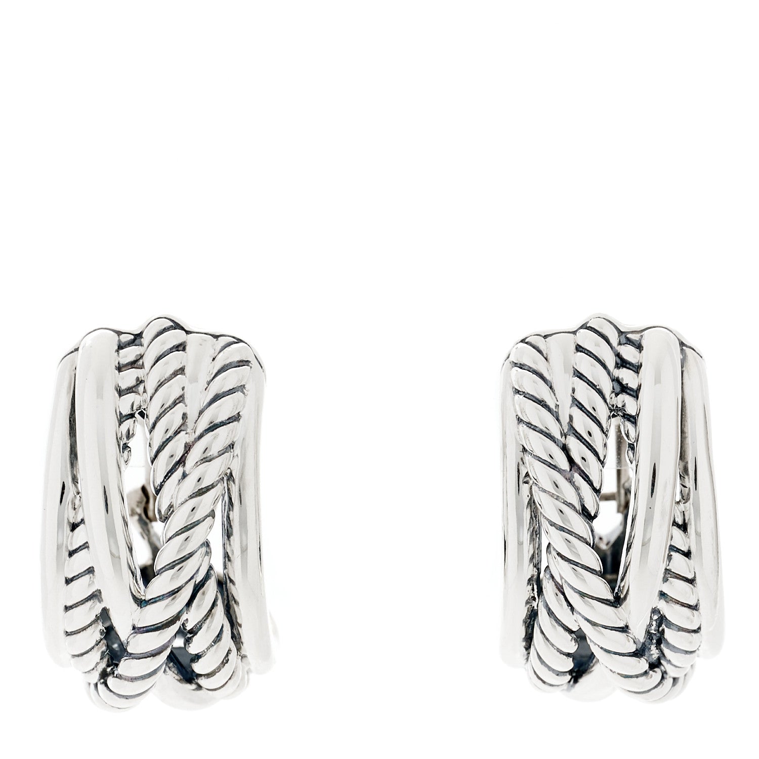 David Yurman Sterling Silver Crossover Shrimp Earrings 1 of 4