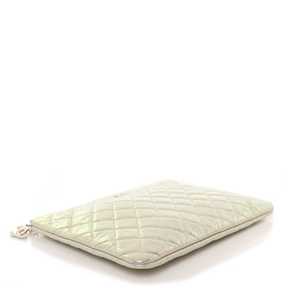 Chanel Iridescent Crumpled Calfskin CC Ripples Medium Cosmetic Case White 4 of 7
