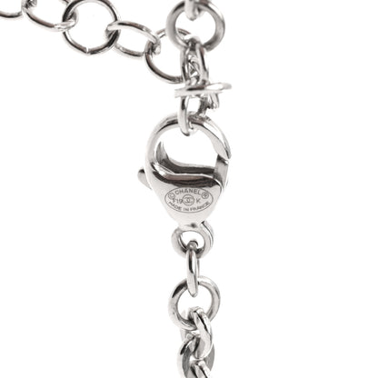 Chanel Graduated Pearl Crystal CC Long Necklace Silver 5 of 5