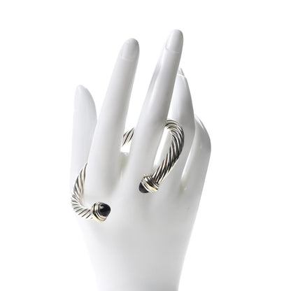 David Yurman Sterling Silver 14K Yellow Gold Black Onyx 7mm Cable Classics Bracelet 2 of 4
