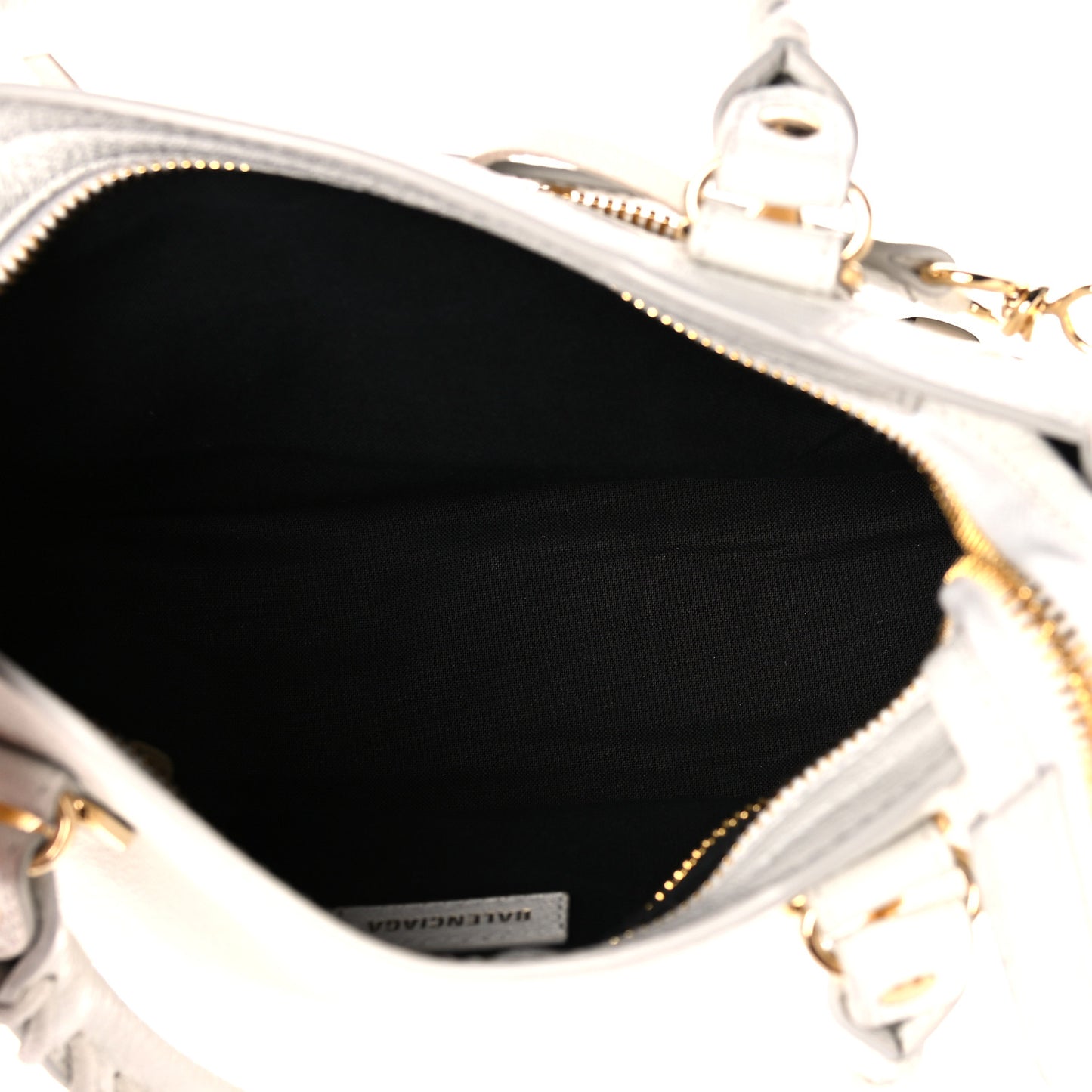Chevre Gold Metallic Edge Hardware Mini City White