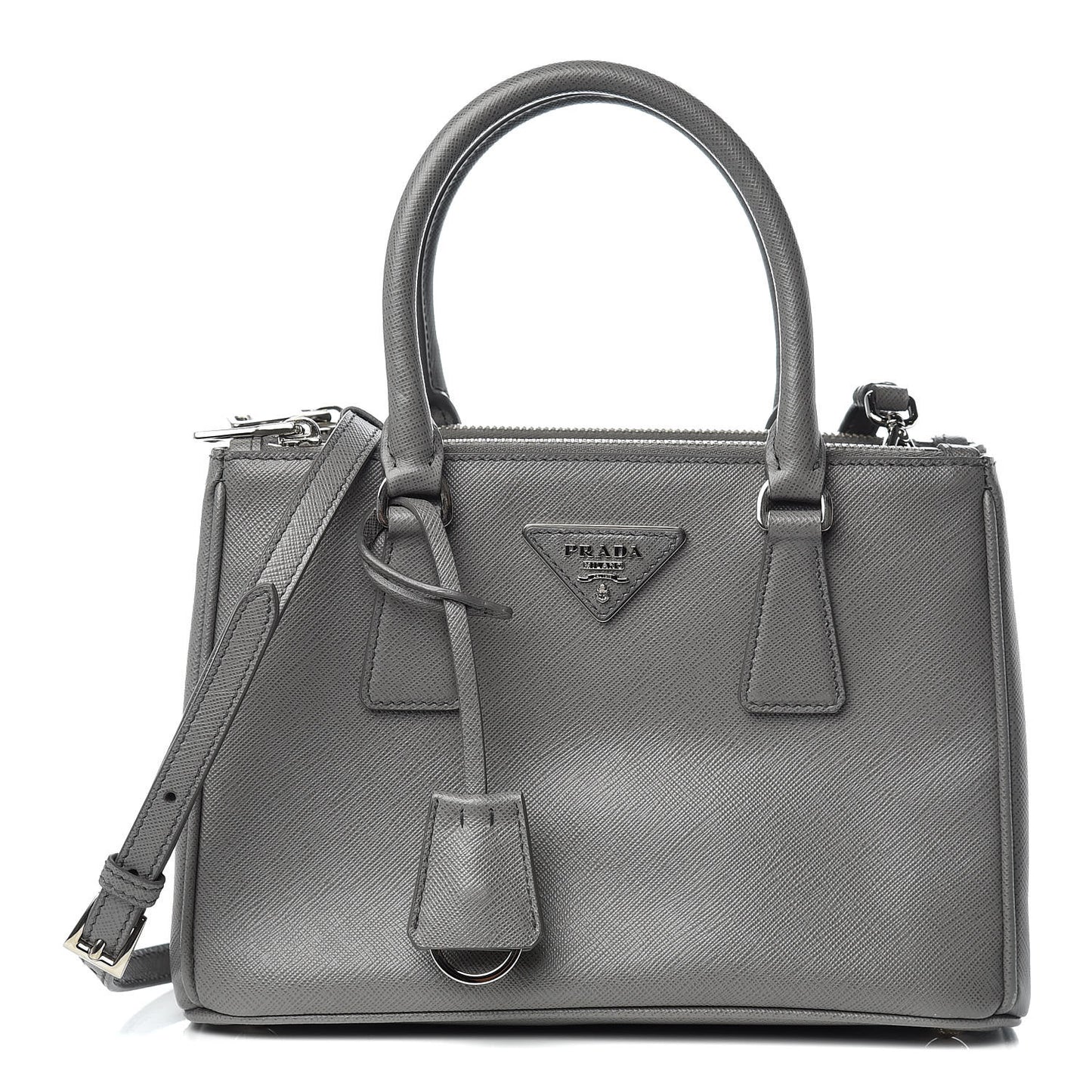 Saffiano Mini Galleria Double Zip Tote Marmo