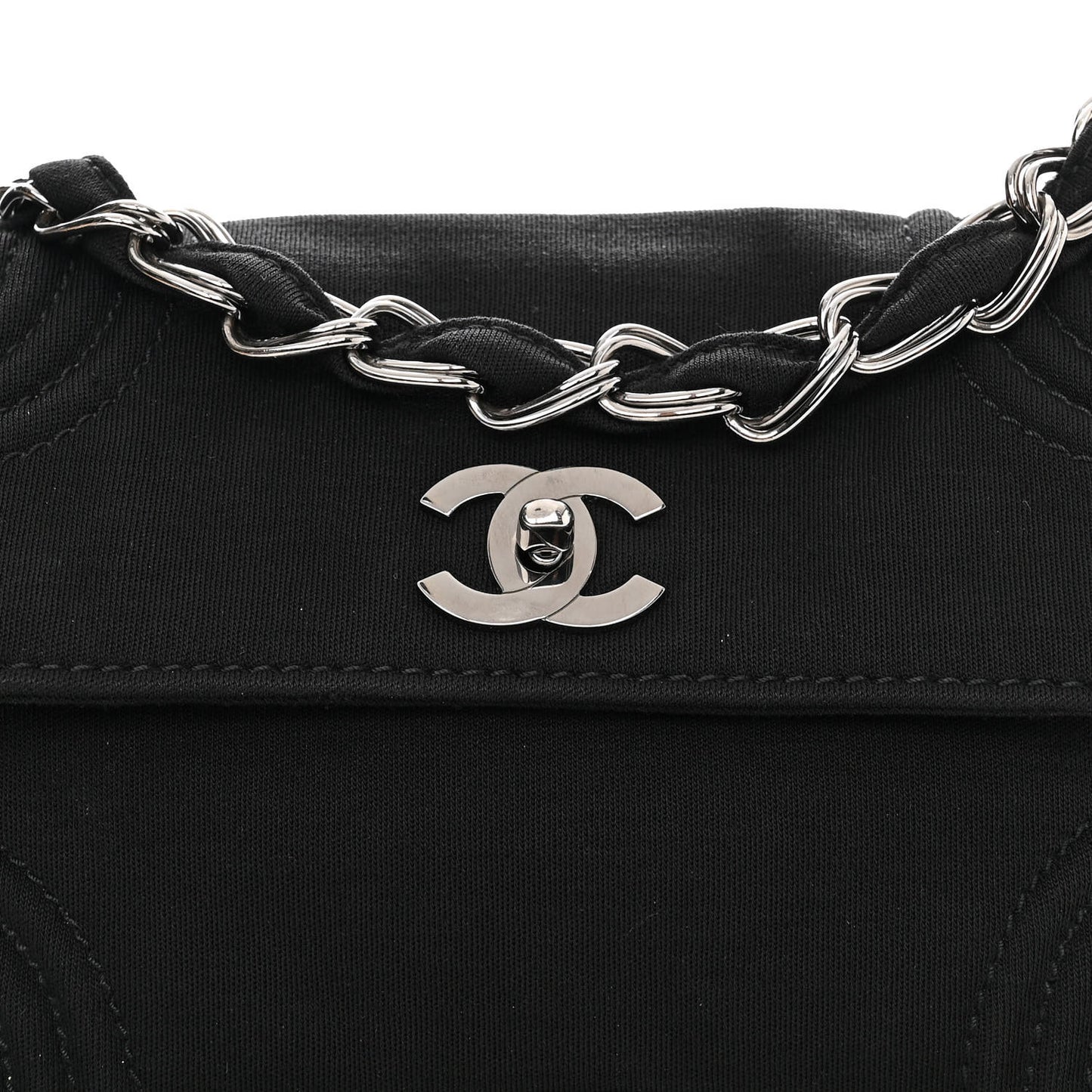 Jersey Quilted Single Flap Black