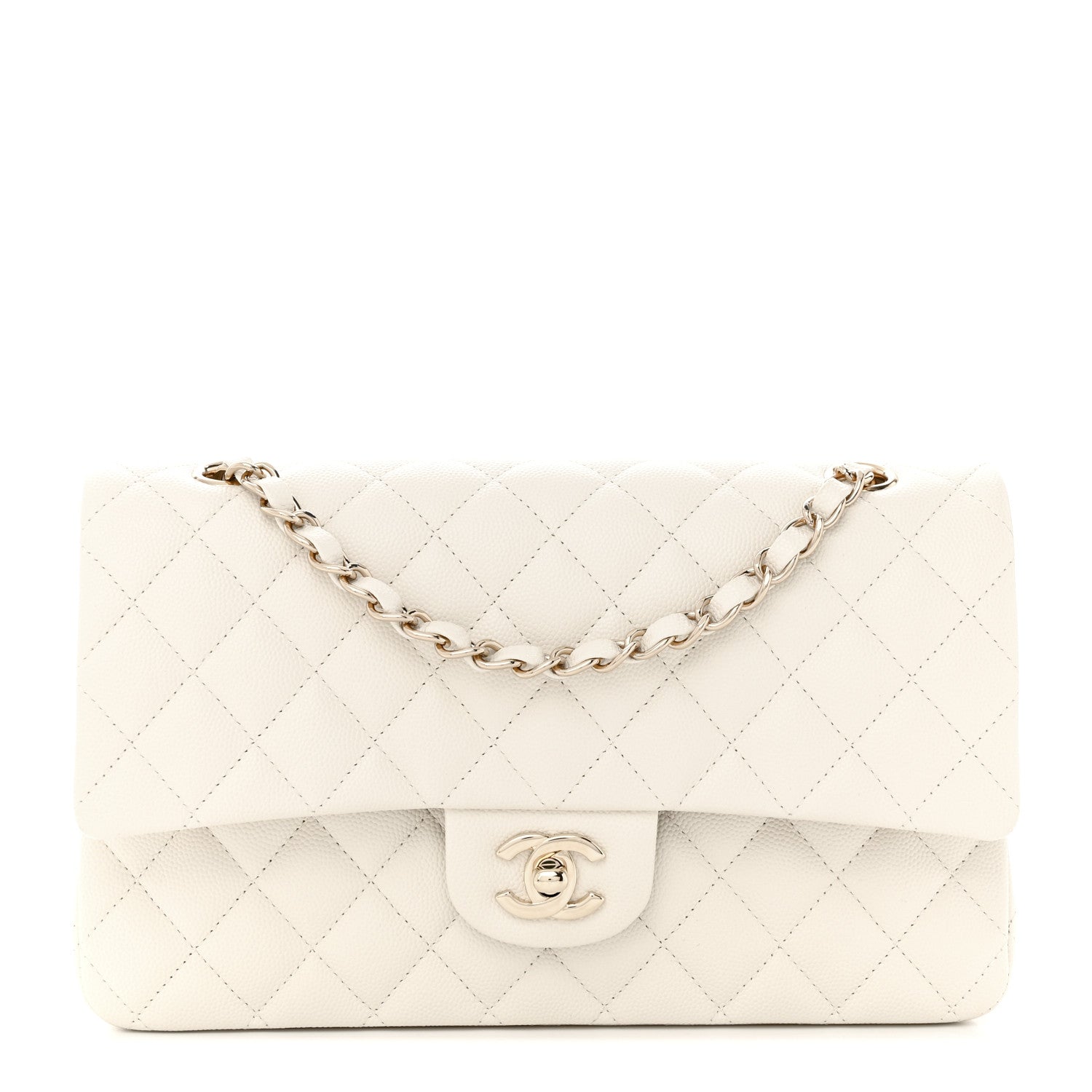 Chanel Caviar Quilted Medium Double Flap White 1 of 13