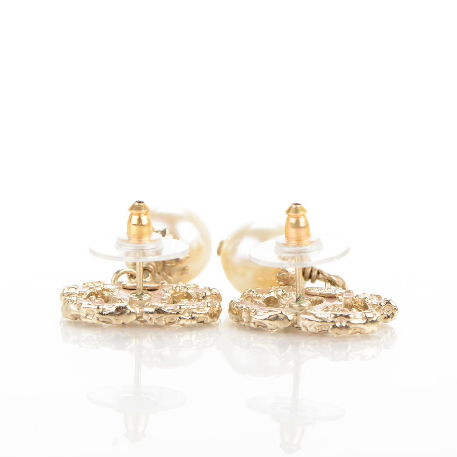 Chanel Crystal Enamel Pearl CC Drop Earrings Light Gold 3 of 4