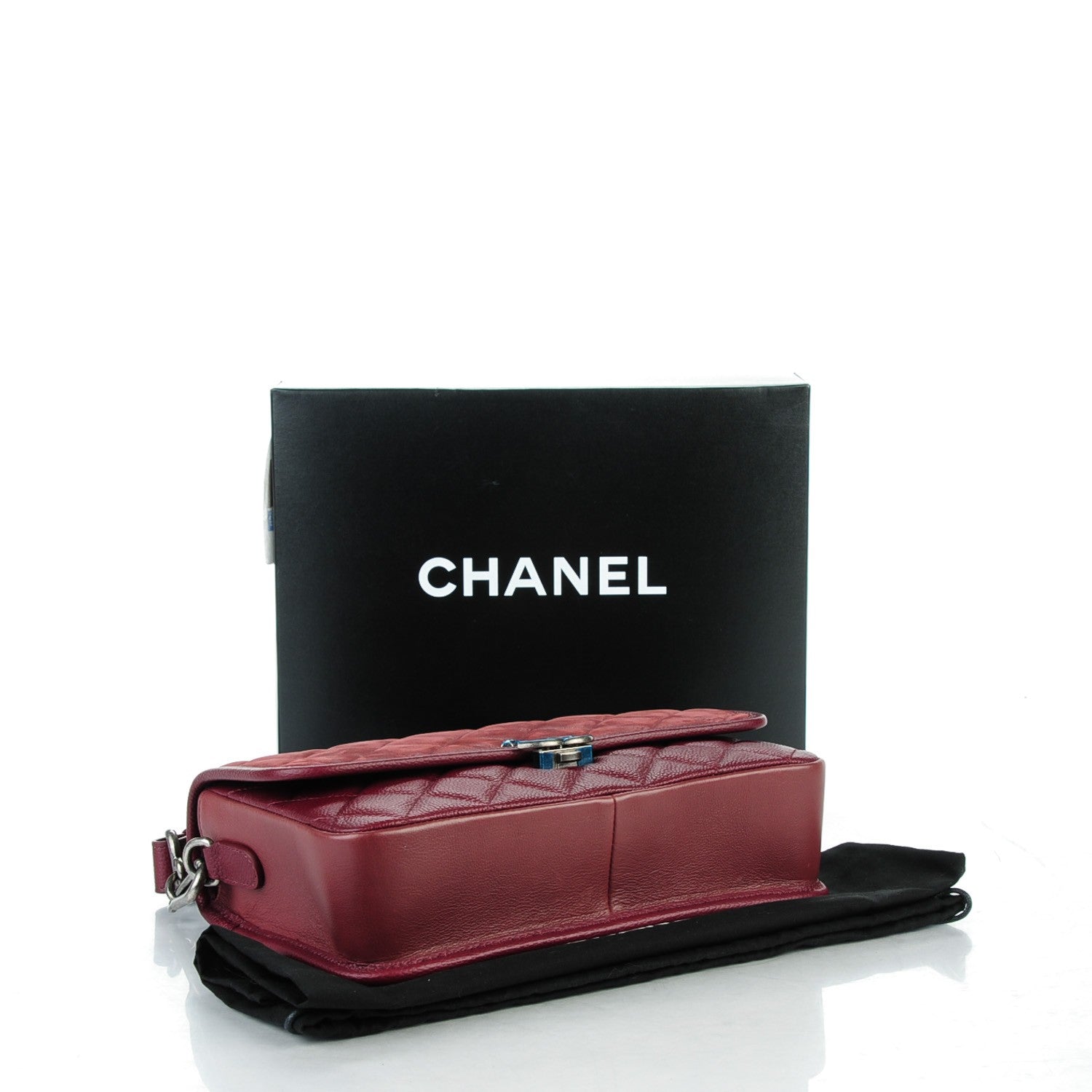 Chanel Nubuck Caviar Quilted Medium Daily Carry Messenger Burgundy 4 of 8