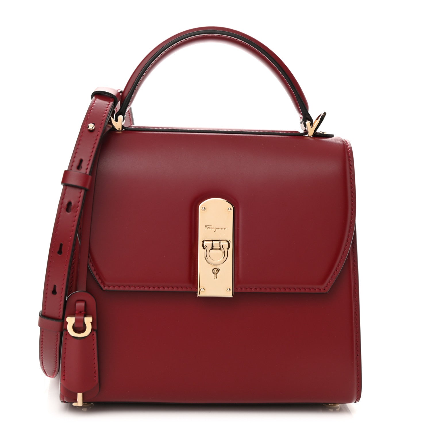 Salvatore Ferragamo Smooth Calfskin Small Boxyz Red 1 of 8
